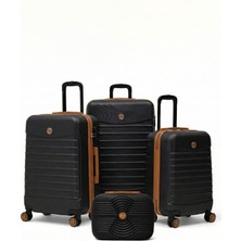 Louisiana Polo 4'lü Valiz Seti Büyük Boy - Orta Boy - Kabin Boy - Makyaj Siyah-Taba 1168