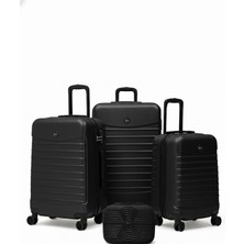 Louisiana Polo 4'lü Valiz Seti Büyük Boy - Orta Boy - Kabin Boy - Makyaj Siyah-Siyah 1168