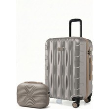 Louisiana Polo Orta Boy Valiz + Makyaj Çanta Taş-Bej 1167