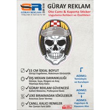 Güray Reklam Kasklı Kurukafa Tasarımlı Oto Cam ve Kaporta Sticker - 15 cm