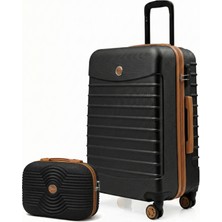 Louisiana Polo Orta Boy Valiz + Makyaj Çanta Siyah-Taba 1168