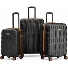 Louisiana Polo 3'lü Valiz Seti Büyük Boy - Orta Boy - Kabin Boy Siyah-Taba 1167