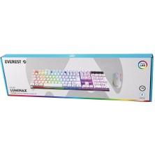 MERİVİA Beyaz Gökkuşağı Işıklı USB Kablolu Oyuncu Klavye - Mouse Set (5405)