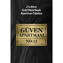 Metal Apartman Isimliği 21X30 cm  Yapışkanlı Gerçek Metal Tabela – Kişiye Özel Apartman Yazısı