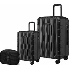 Louisiana Polo 2'li Valiz Seti Büyük Boy - Kabin Boy - Makyaj Siyah-Siyah 1167