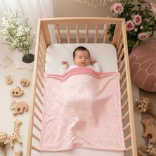 Mahfel Çift Katlı Nohut Desenli Welsoft Premium Kışlık Bebek Battaniyesi Pembe