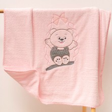 Mahfel %100 Welsoft-Polar Çift Katlı Premium Bebek Battaniyesi Sallanan Ayı Pembe