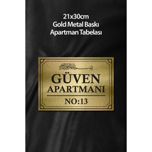 Metal Apartman Isimliği 21X30 cm  Yapışkanlı Gerçek Metal Apartman Tabelası – No Yazılı Kapı Levhası
