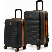 Louisiana Polo 2'li Valiz Seti Orta Boy - Kabin Boy Siyah-Taba 1168