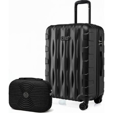 Louisiana Polo Orta Boy Valiz + Makyaj Çanta Siyah-Siyah 1167