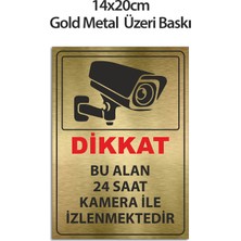 Bu Alan Kamera ile Izlenmektedir Metal Uyarı Tabelası 14X20CM – Isı Baskılı Dayanıklı Metal Levha, Güvenlik Kamera Uyarı Levhası