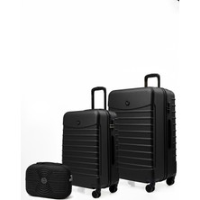 Louisiana Polo 2'li Valiz Seti Büyük Boy - Orta Boy - Makyaj Siyah-Siyah 1168