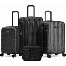 Louisiana Polo 4'lü Valiz Seti Büyük Boy - Orta Boy - Kabin Boy - Makyaj Siyah-Siyah 1167