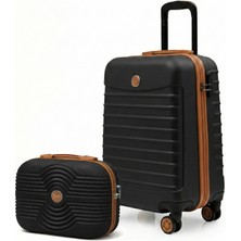 Louisiana Polo Kabin Boy Valiz + Makyaj Çanta Siyah-Taba 1168