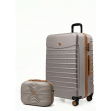 Louisiana Polo Büyük Boy Valiz + Makyaj Çanta Taş-Taba 1168