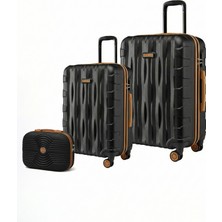 Louisiana Polo 2'li Valiz Seti Büyük Boy - Orta Boy - Makyaj Siyah-Taba 1167