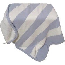 Özgürce Bebek Çizgili Biyeli Wersoft Triko Içli Polarlı Kışlık Battaniye 80X80 cm