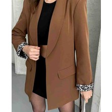 Te&Te Kadın Içi Leopar Astarlı Blazer Ceket