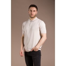 Zeki Özer Erkek Bej Basic Triko T-Shirt