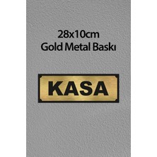 Kasa Yazısı Metal Levha 28X10 cm Arkası Yapışkanlı Isı Baskı Metal Tabela