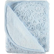 Özgürce Yumuşak ve Şık Kabartmalı Mavi Bebek Battaniyesi, Rahat ve Sıcak Tutar