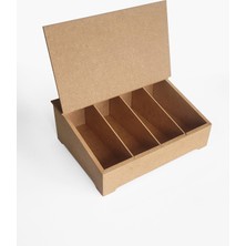 Yegane Concept Ham Mdf, Boyanabilir 4 Bölmeli Çay Kutusu, Bitki Çay Kutusu, Poşet Çay Kutusu, Organizer