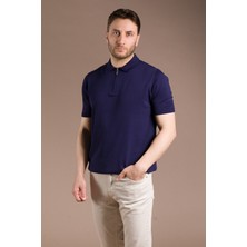 Zeki Özer Erkek Lacivert Basic Triko T-Shirt