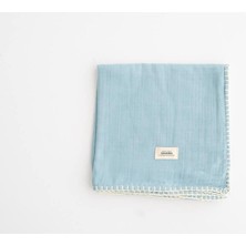 Özgürce Yumuşak Pamuklu 2 Katlı Açık Mavi Bebek ve Çocuk Müslin Battaniye