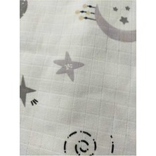 Özgürce Bebek Için Yıldız ve Ay Desenli, Ponponlu Yumuşak Müslin Battaniye