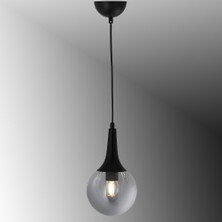 TT601-1-FULLSY Tt Aydınlatma Mat Siyah Tekli Uzun Hunili Avize