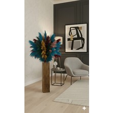 KRB Ahşap Ceviz Renk Dekoratif Ahşap Pampas Vazosu Kahverengi- 50 cm Pampaslar Dahil Değildir