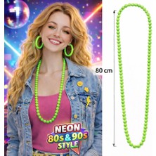 SiHako Neon Yeşil Boncuk Kolye 80 cm – 80’ler 90’lar Parti Aksesuarı