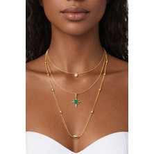 db DİLEK BAŞ TASARIM Çelik Gold Üçlü Zincir Kolye