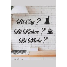 Oblivion Bi Kahve-Bi Çay-Bi Mola Yazılı Ahşap Mutfak Dekoru 60X50CM