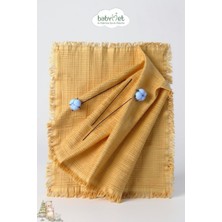 Özgürce Yumuşak ve Doğal 4 Katlı Pamuk Bebek Battaniyesi 90X130 Cm, Saçaklı