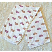 Özgürce Mor Kahve Kalpli Organik Bebek Battaniyesi, Yumuşacık ve Doğal Kullanım