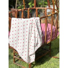 Özgürce Rüya Gibi Yumuşak Çift Katlı Kalp Desenli Bebek Battaniyesi