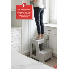 Pazarika Büyük Boy 2 Katlı Kaymaz Tabanlı Çocuk Basamağı - Çok Amaçlı Mutfak Banyo Taburesi - Boy Yükseltici