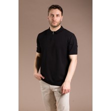 Zeki Özer Erkek Siyah Basic Triko T-Shirt