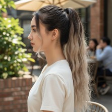 Subutu Lastik Tokalı At Kuyruğu Su Dalgalı / Kahverengi / Kumral Ombre Beyaz Platin Röfle