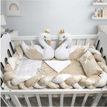 Özgürce Rüya Gibi Bebek Beşik Uyku Seti 6'lı Örgülü Ördekli 60X120 cm
