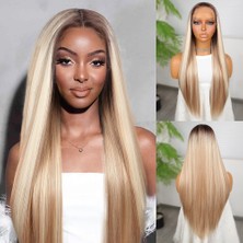 Subutu Kumral Beyaz Platin Ombreli ve Röfleli Fiber Sen Tül Peruk