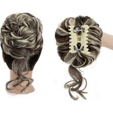 Subutu Tokalı Kuyruklu Dağınık Topuz / Koyu Kahve Platin Röfleli