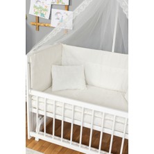 Özgürce Yumuşak Pamuklu Bebek Uyku Seti 8 Parça, Nefes Alabilir, Krem Güpürlü