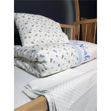 Özgürce Renkli Nakışlı Bebek Uyku Seti, 5 Parça, 100X150 cm Yorganlı