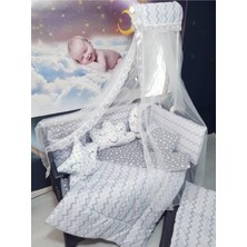 Özgürce 70X120 Bebek Uyku Seti, Cibinlikli, Zigzag Desenli, 12 Parça, Park Beşiklerine Uyumlu