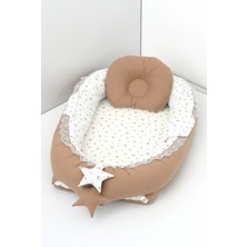 Özgürce Rahat Bebek Uyku Yatağı, %100 Pamuk, 0-2 Yaş, Kahve Yıldız Desenli