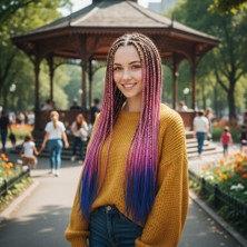 Subutu Afrika Örgüsü ve Rasta Için Sen Ombreli / Platin / Lila /