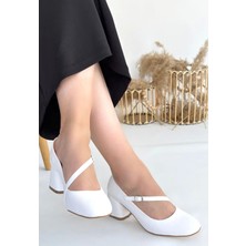 Subutu Kier Beyaz Cilt Topuklu Ayakkabı