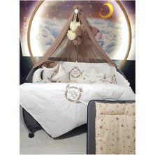 Özgürce 70X110 Nakışlı Bebek Uyku Seti, Lüks Cibinlik ve Başak Taç Motifli